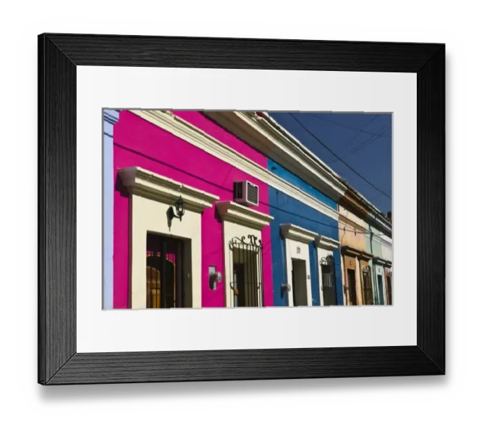 Framed Print : Mexico, Sinaloa State, Mazatlan. Old Mazatlan- Buildings on Escobedo Street Framed Print : Mexico, Sinaloa State, Mazatlan. Old Mazatlan- Buildings on Escobedo Street