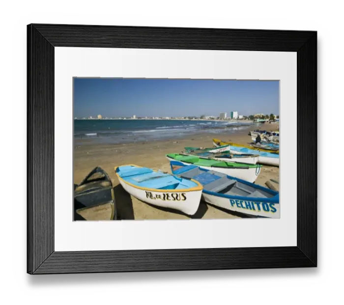 Framed Print : Mexico, Sinaloa State, Mazatlan. Playa Norte Beach- Fishing Boats Framed Print : Mexico, Sinaloa State, Mazatlan. Playa Norte Beach- Fishing Boats