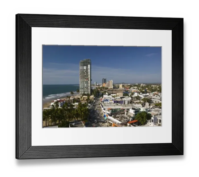 Framed Print : Mexico, Sinaloa State, Mazatlan. Zona Dorada / Golden Hotel Zone-Hotels and Playa Framed Print : Mexico, Sinaloa State, Mazatlan. Zona Dorada / Golden Hotel Zone-Hotels and Playa