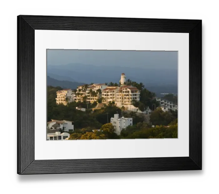 Framed Print : Mexico, Colima, Manzanillo. Peninsula de Santiago / Resort Condominiums / Sunset Framed Print : Mexico, Colima, Manzanillo. Peninsula de Santiago / Resort Condominiums / Sunset