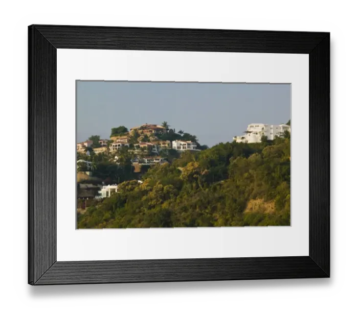 Framed Print : Mexico, Colima, Manzanillo. Peninsula de Santiago Condominiums  /  Morning