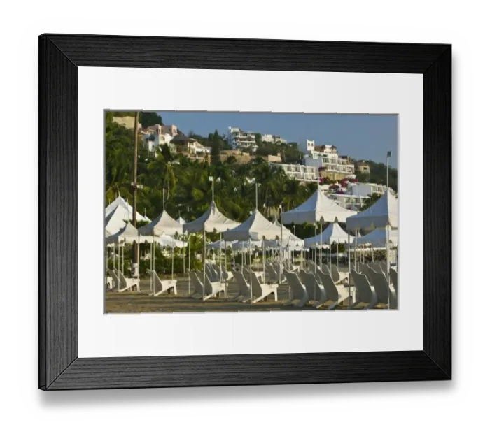 Framed Print : Mexico, Colima, Manzanillo. Brisas Las Hadas Resort Beach Area  /  Morning
