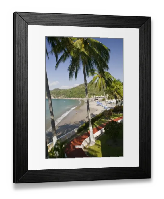 Framed Print : Mexico, Jalisco, Cuastecomates. Playa Cuastecomates  /  Beach Overview