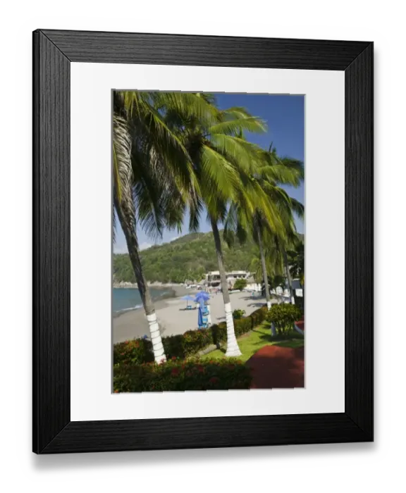 Framed Print : Mexico, Jalisco, Cuastecomates. Playa Cuastecomates  /  Beach Overview