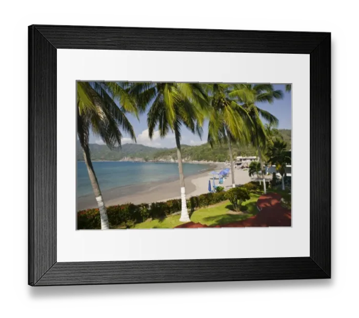 Framed Print : Mexico, Jalisco, Cuastecomates. Playa Cuastecomates  /  Beach Overview
