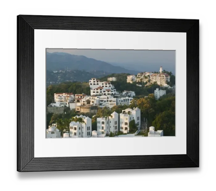 Framed Print : Mexico, Colima, Manzanillo. Peninsula de Santiago Condominiums / Dusk Framed Print : Mexico, Colima, Manzanillo. Peninsula de Santiago Condominiums / Dusk
