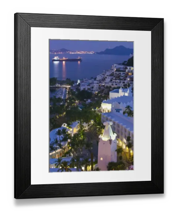 Framed Print : Mexico, Colima, Manzanillo. Brisas Las Hadas Resort and Manzanillo Bay / Evening Framed Print : Mexico, Colima, Manzanillo. Brisas Las Hadas Resort and Manzanillo Bay / Evening