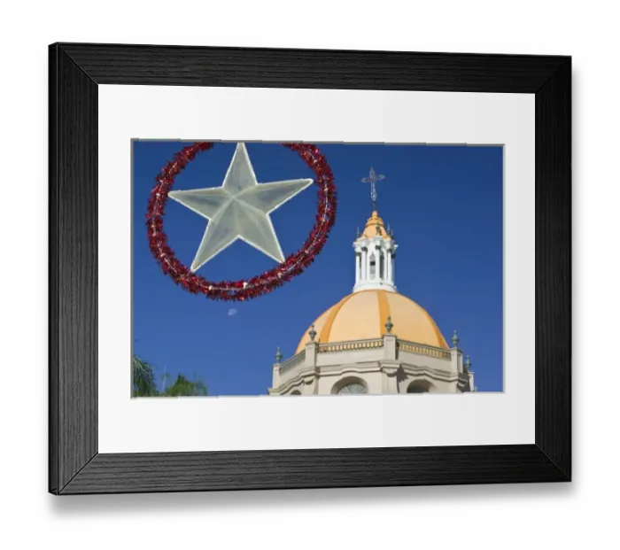Framed Print : Mexico, Colima, Colima City. Cathedral and Holiday Decorations Framed Print : Mexico, Colima, Colima City. Cathedral and Holiday Decorations