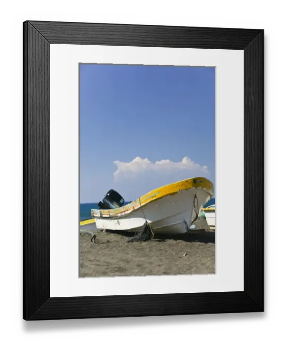 Framed Print : Mexico, Colima, Cuyutlan. Fishing Boat on Black Sand Beach Framed Print : Mexico, Colima, Cuyutlan. Fishing Boat on Black Sand Beach