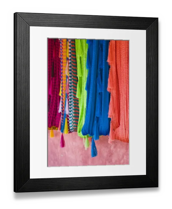 Framed Print : Mexico, Guerrero, Zihuatanejo. Tourist Market- Meican Hammocks