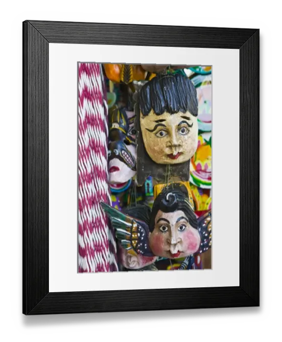 Framed Print : Mexico, Guerrero, Zihuatanejo. Tourist Market- Mexican Masks