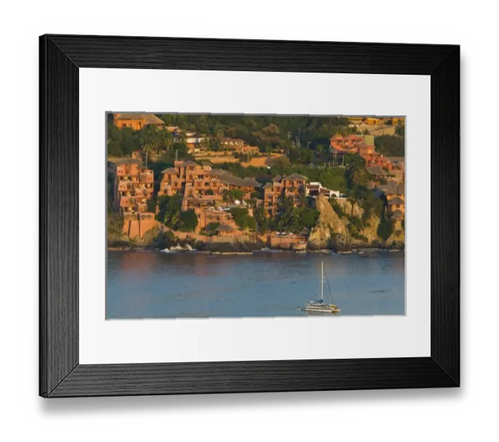 Framed Print : Mexico, Guerrero, Zihuatanejo. Sunset View towards Playa La Ropa