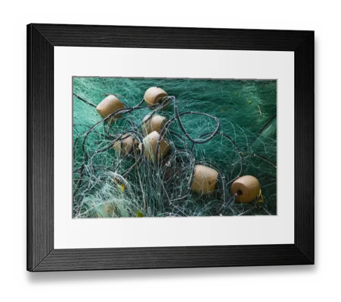 Framed Print : Mexico, Guerrero, Zihuatanejo. Playa Municipal Fishing Nets