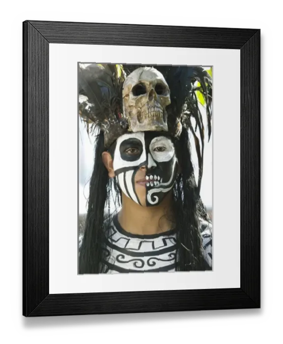 Framed Print : Mexico, Guerrero, Zihuatanejo. Young Man in Mayan Costume (R) REL# MEX_06_002 Framed Print : Mexico, Guerrero, Zihuatanejo. Young Man in Mayan Costume (R) REL# MEX_06_002