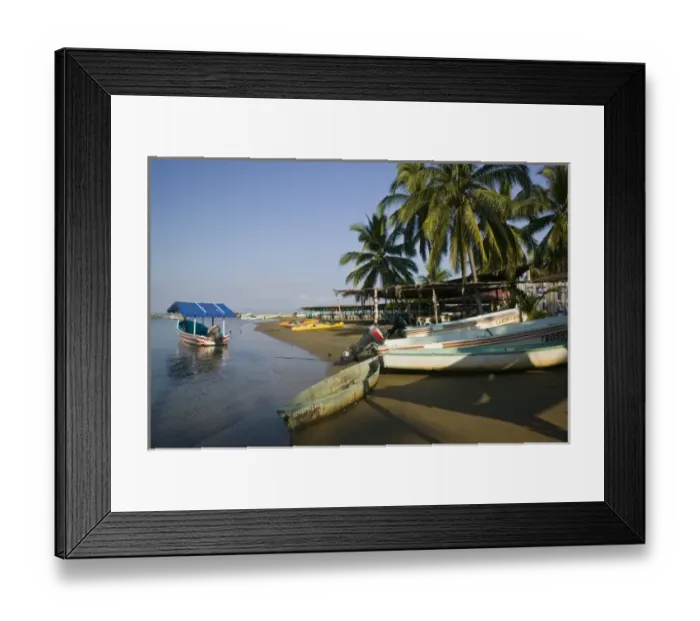 Framed Print : Mexico, Guerrero, Barra de Potosi. Fishing Boat