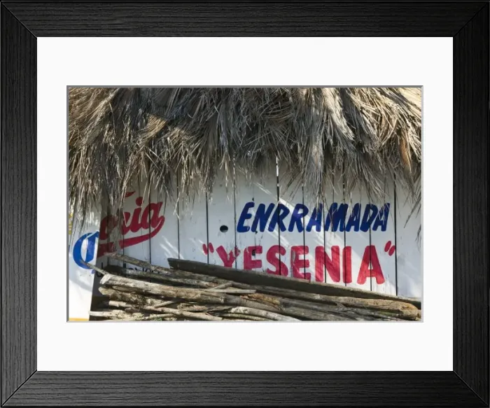 Framed Print : Mexico, Guerrero, Barra de Potosi. Beach Cantina Sign