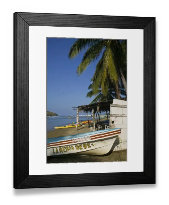 Framed Print : Mexico, Guerrero, Barra de Potosi. Fishing Boat