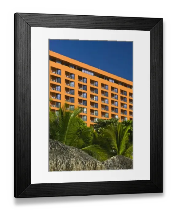 Framed Print : Mexico, Guerrero, Ixtapa. Playa del Palmar  /  Orange Beach Condominium