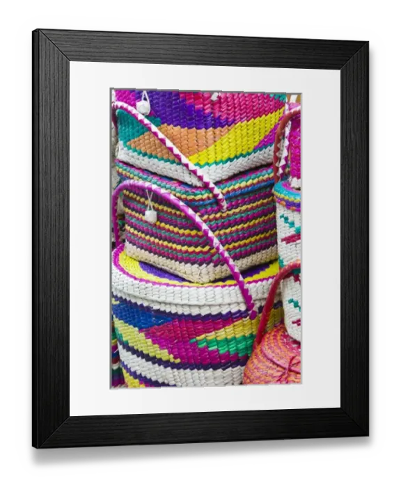 Framed Print : Mexico, Guerrero, Zihuatanejo. Mexican Baskets