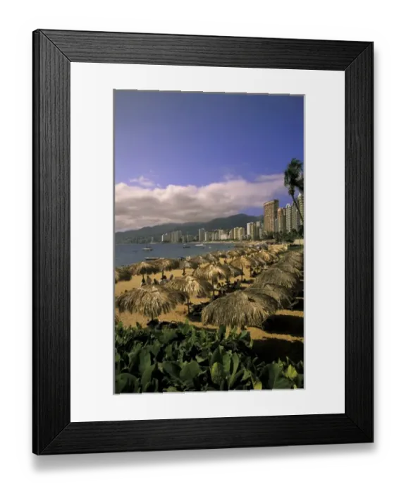 Framed Print : North America, Mexico, Guerrero, Acapulco. Playa Icacos. Beach resort