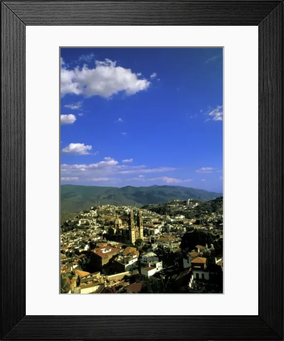 Framed Print : North America, Mexico, Guerrero, Taxco. Templo de Santa Prisca, village view Framed Print : North America, Mexico, Guerrero, Taxco. Templo de Santa Prisca, village view