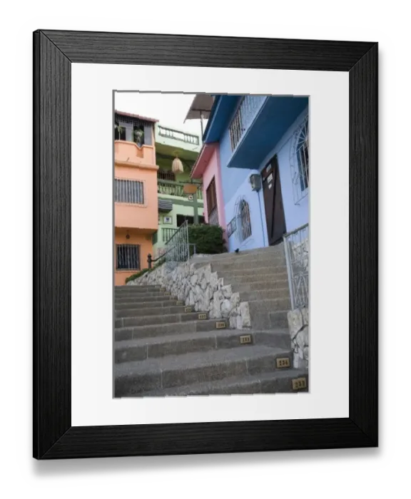 Framed Print : Ecuador, Guayaquil. The stairway leading from the Malecon to the Las PeA as hill top