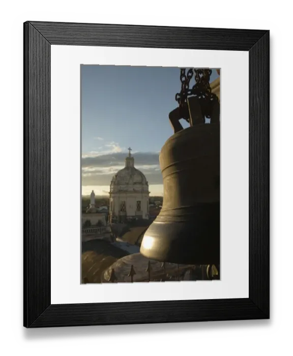 Framed Print : Nicaragua, Granada. Giant bell in bell tower of Iglesia La Merced (La Merced Church)