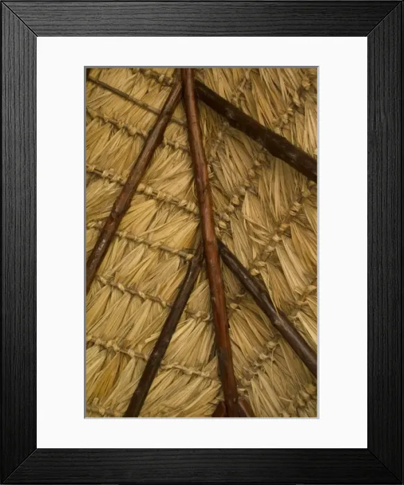 Framed Print : Central America, Nicaragua, Granada. Thatched roof of restaurant