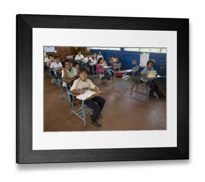 Framed Print : Nicaragua, Granada. Children in classroom at school in Santa Ana de Malacos