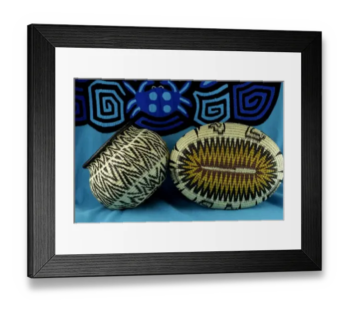 Framed Print : Latin America, Panama, Panamanian arts & crafts. Traditional Embera Indian baskets