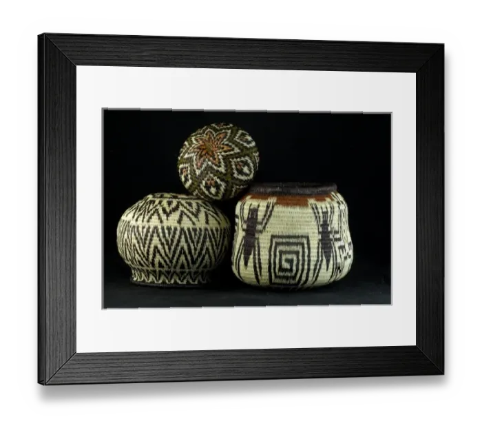 Framed Print : Latin America, Panama, Panamanian arts & crafts. Traditional Embera Indian baskets