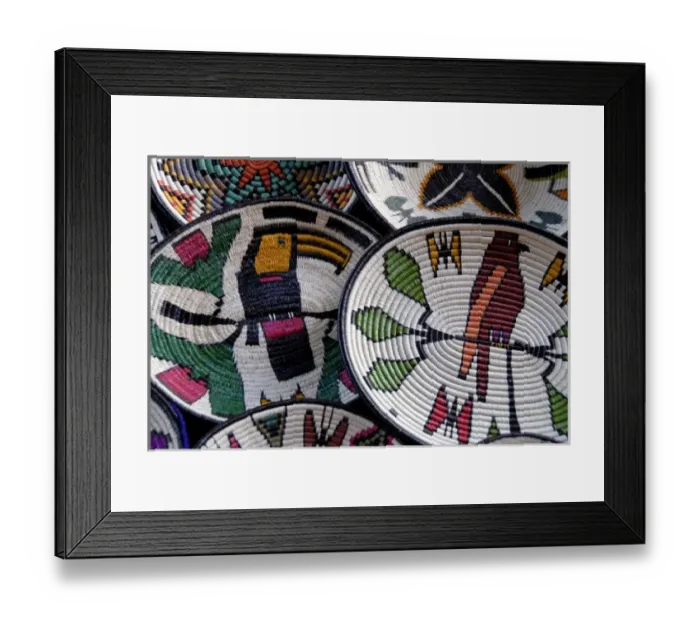 Framed Print : Central America, Panama, Cristobal. Local Embera Indian handicrafts, traditional baskets