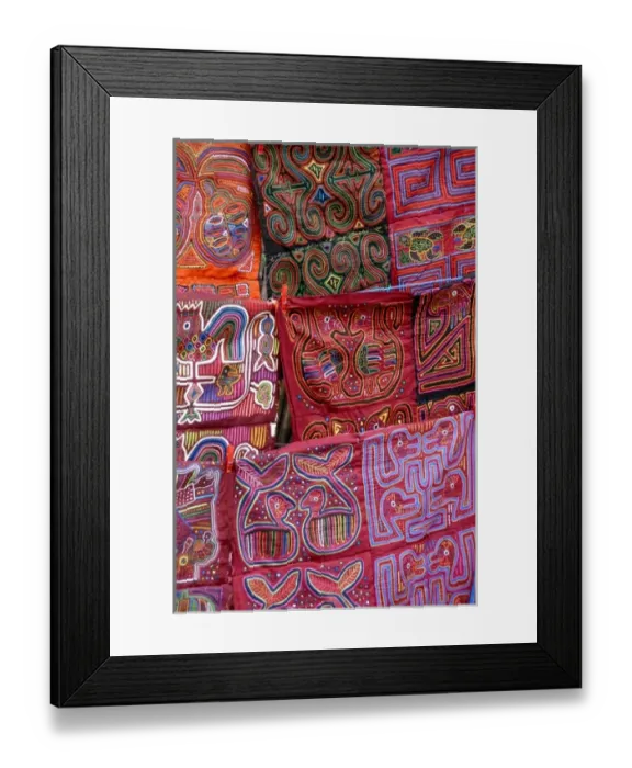 Framed Print : Central America, Panama, San Blas Islands (aka Kuna Yala). Colorful hand stitched Framed Print : Central America, Panama, San Blas Islands (aka Kuna Yala). Colorful hand stitched