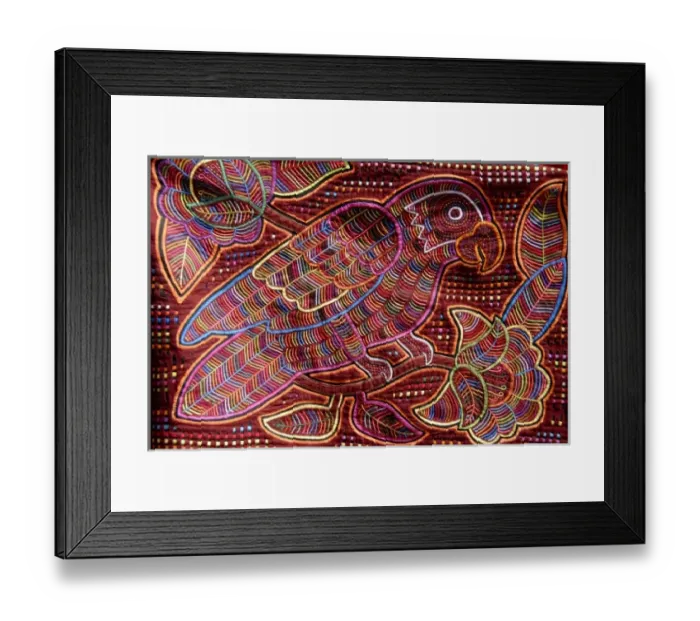 Framed Print : Central America, Panama, San Blas Islands (aka Kuna Yala). Colorful hand stitched Framed Print : Central America, Panama, San Blas Islands (aka Kuna Yala). Colorful hand stitched
