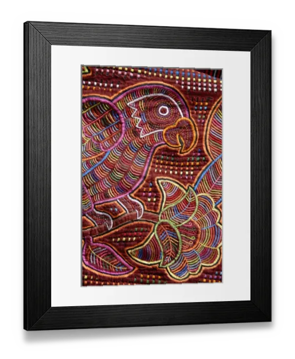 Framed Print : Central America, Panama, San Blas Islands (aka Kuna Yala). Colorful hand stitched Framed Print : Central America, Panama, San Blas Islands (aka Kuna Yala). Colorful hand stitched