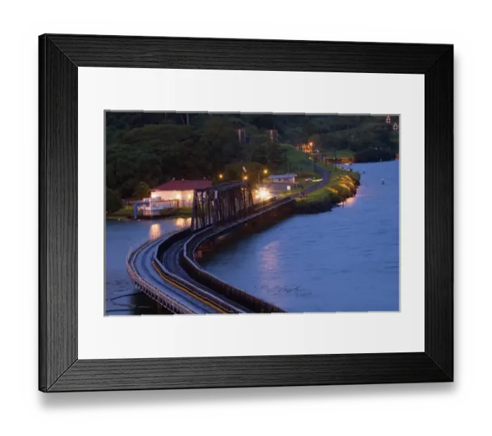 Framed Print : Panama, Panama Canal, mouth of Chagres river into Panama Canal. bridge to Gamboa Framed Print : Panama, Panama Canal, mouth of Chagres river into Panama Canal. bridge to Gamboa