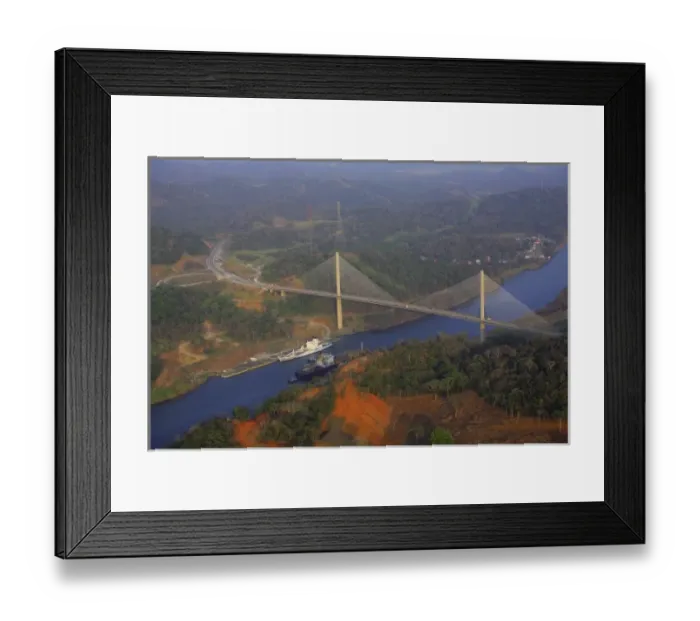 Framed Print : aerial image of the Millenium Bridge, spanning over the Panama Canal, Panama Framed Print : aerial image of the Millenium Bridge, spanning over the Panama Canal, Panama