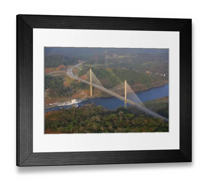 Framed Print : aerial image of the Millenium Bridge, spanning over the Panama Canal, Panama