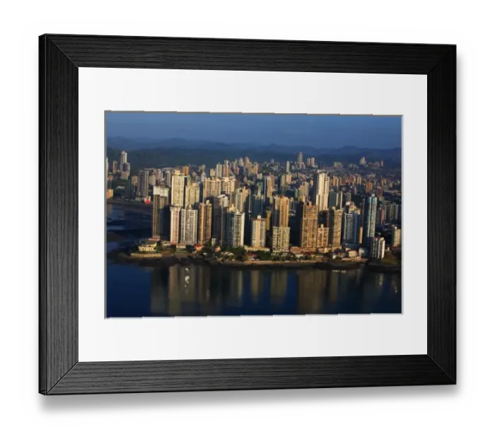 Framed Print : aerial view of Paitilla, the banking district of Panama City, with skyscrapers, Panama Framed Print : aerial view of Paitilla, the banking district of Panama City, with skyscrapers, Panama