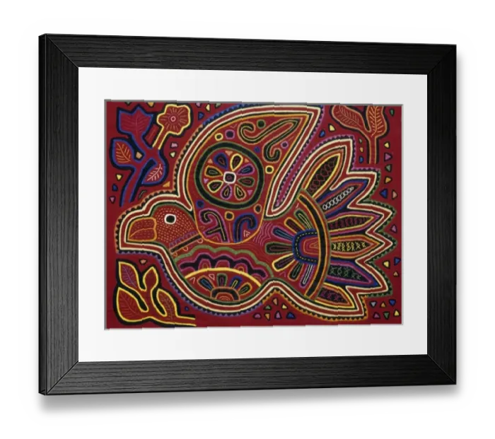 Framed Print : Traditional decorative fabric panel, Molas, (Bird), by Kuna Indians, San Blas Islands, Panama Framed Print : Traditional decorative fabric panel, Molas, (Bird), by Kuna Indians, San Blas Islands, Panama