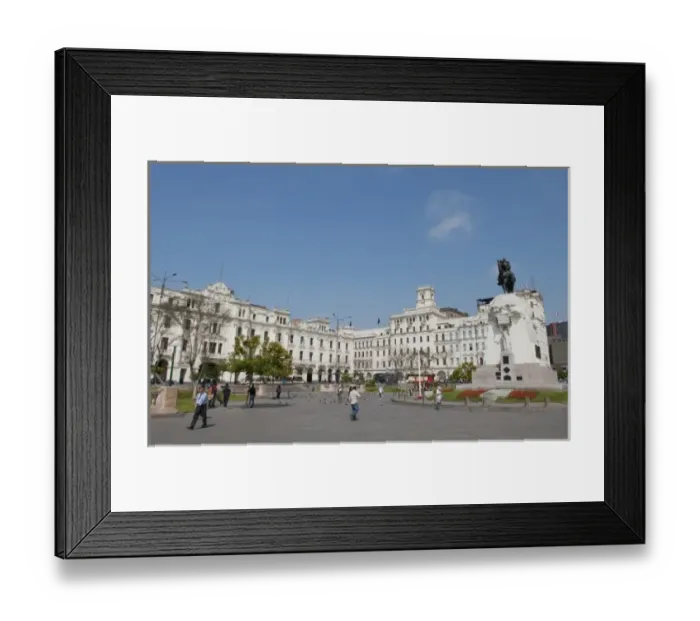 Framed Print : Famous San Martin Square in center of Lima Peru with flowers and families and tourists Framed Print : Famous San Martin Square in center of Lima Peru with flowers and families and tourists