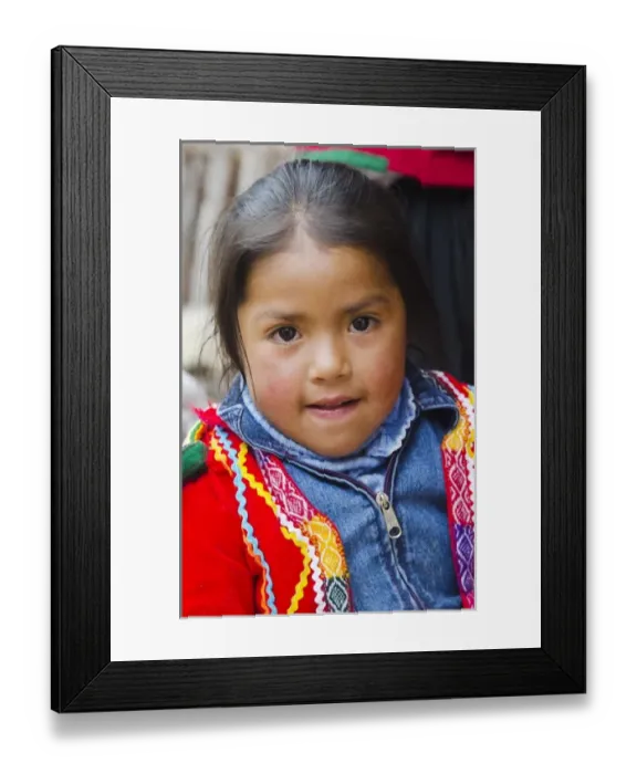 Framed Print : Portrait of young girl with traditional dress in Cusco Cuzco Peru South America (MR) Framed Print : Portrait of young girl with traditional dress in Cusco Cuzco Peru South America (MR)
