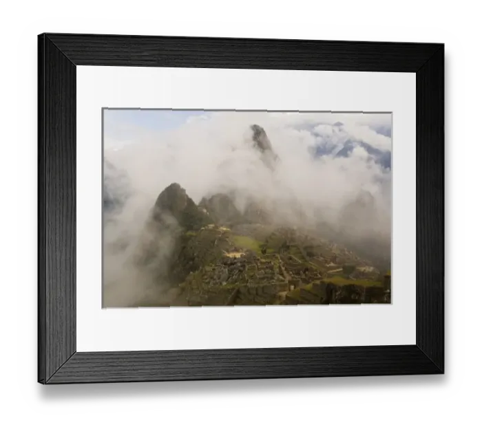 Framed Print : Peru, Scenic of Machu Picchu in clouds
