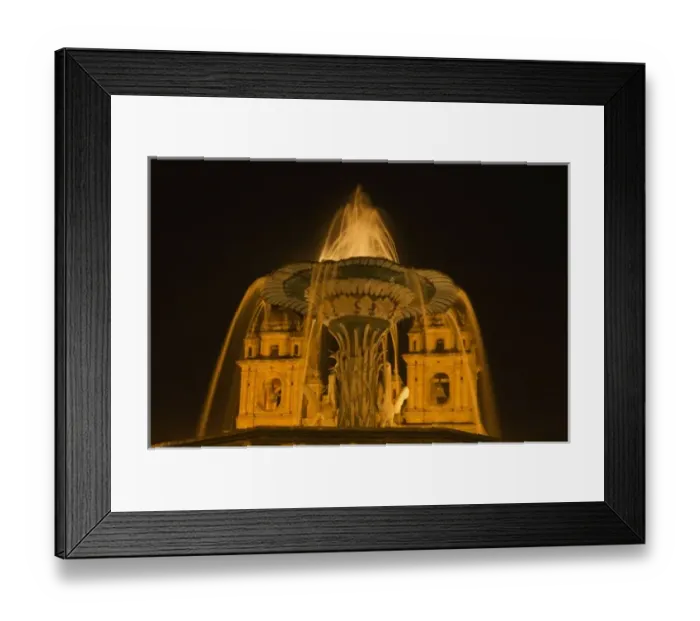 Framed Print : Peru, Cusco, Night view of fountain and Cathedral of Cusco, Plaza de Armas Framed Print : Peru, Cusco, Night view of fountain and Cathedral of Cusco, Plaza de Armas
