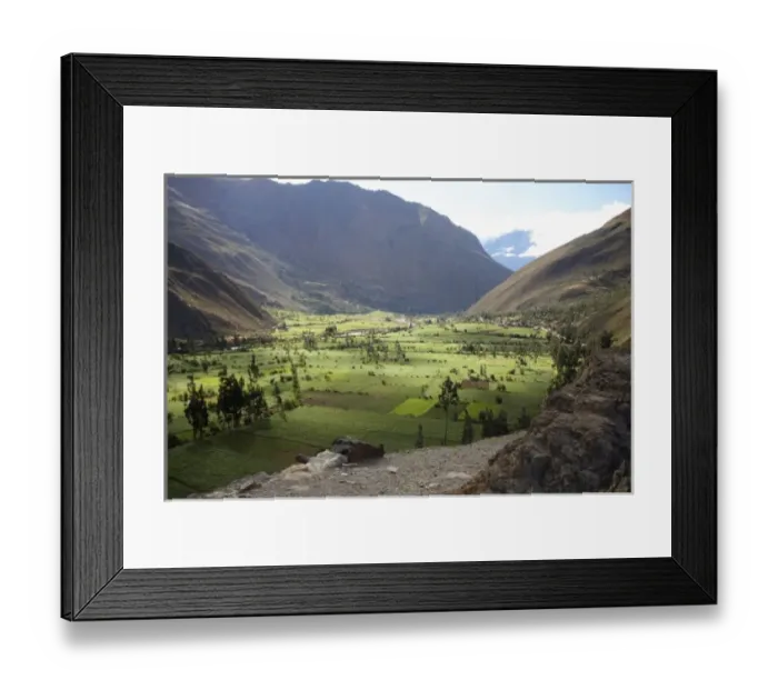 Framed Print : Peru, Urubamba Valley. View of the Urubamba Valley from Ollantaytambo ruins Framed Print : Peru, Urubamba Valley. View of the Urubamba Valley from Ollantaytambo ruins
