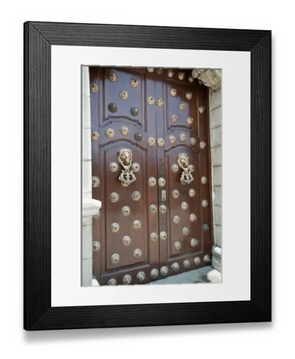 Framed Print : Peru, Lima. Door of the Archbishops Palace near the Basilica Cathedral of Lima
