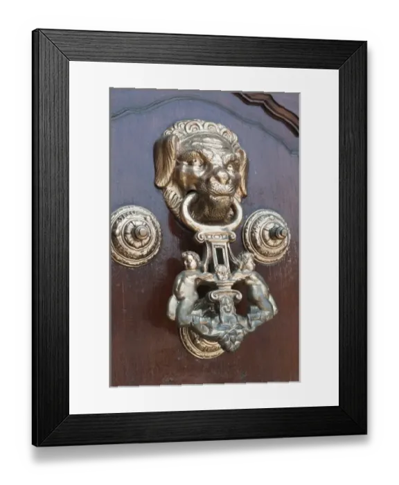 Framed Print : Peru, Lima. Door knocker at the Archbishops Palace near the Basilica Cathedral of Lima