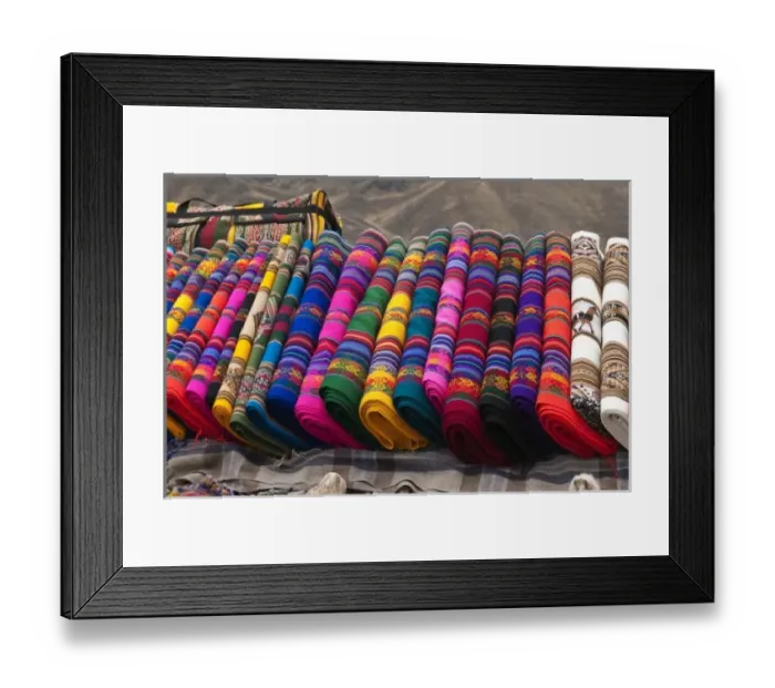 Framed Print : Peru. Feliz Viaje. Local souvenir blankets at the Puno les desea feliz viaje pass Framed Print : Peru. Feliz Viaje. Local souvenir blankets at the Puno les desea feliz viaje pass
