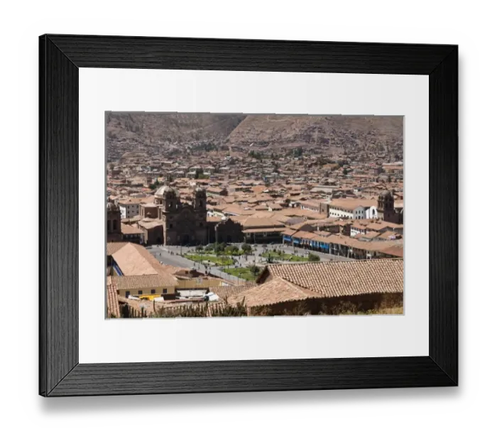 Framed Print : Peru, Cusco. Areial view of Cusco and surrounding valley Framed Print : Peru, Cusco. Areial view of Cusco and surrounding valley