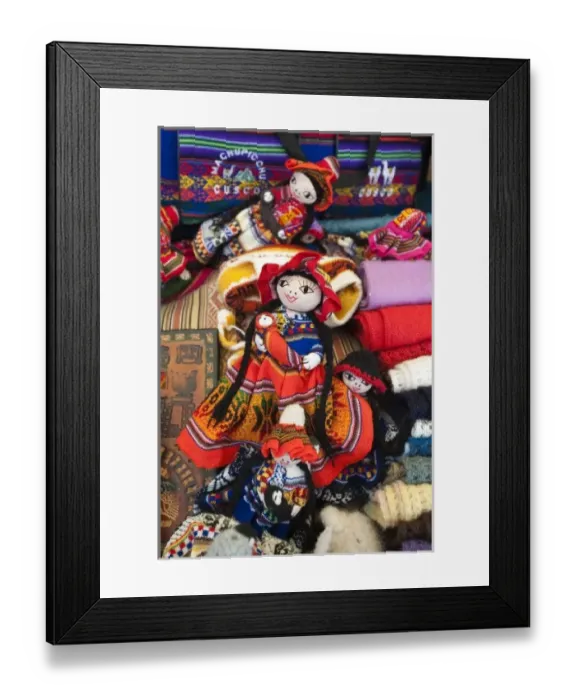 Framed Print : Peru, Urubamba. Knitted dolls at the arts and craft market Framed Print : Peru, Urubamba. Knitted dolls at the arts and craft market